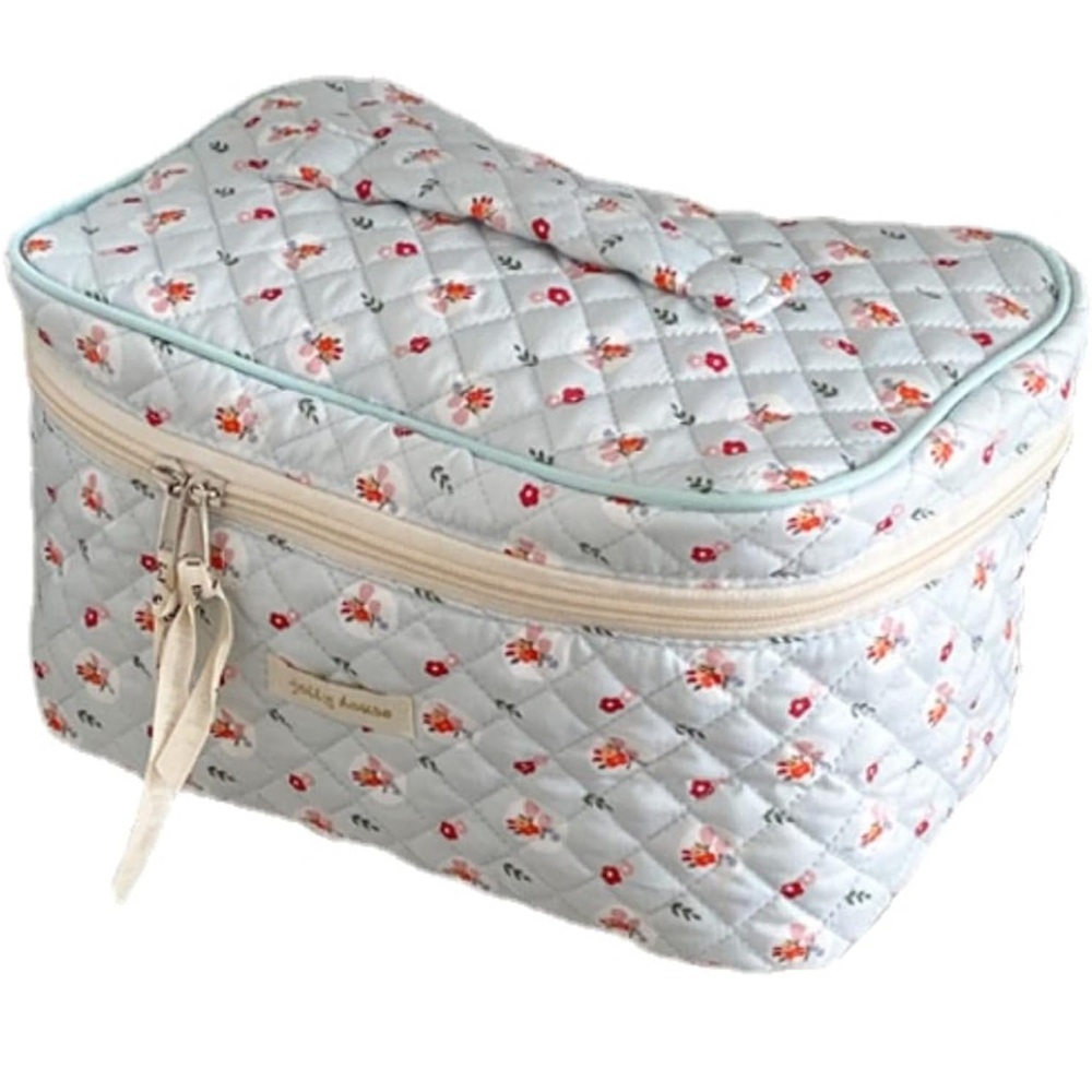 Quilted Floral Cosmetic Bag